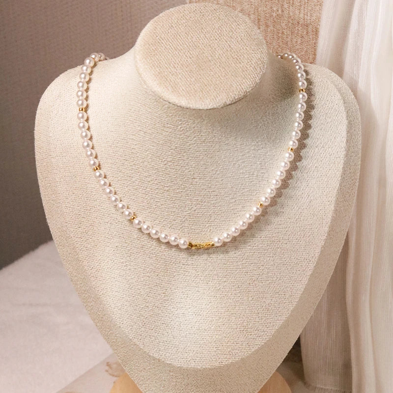 Copper plated k gold pearl necklace shredded silver jewelry women's collarbone chain