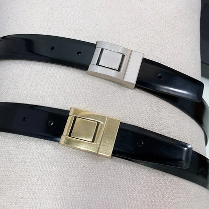 Ceinture en cuir brillant à boucle lisse pour femme d'été Ceinture simple et positive en cuir pour accessoire Ceinture complète 3.0 pour femme