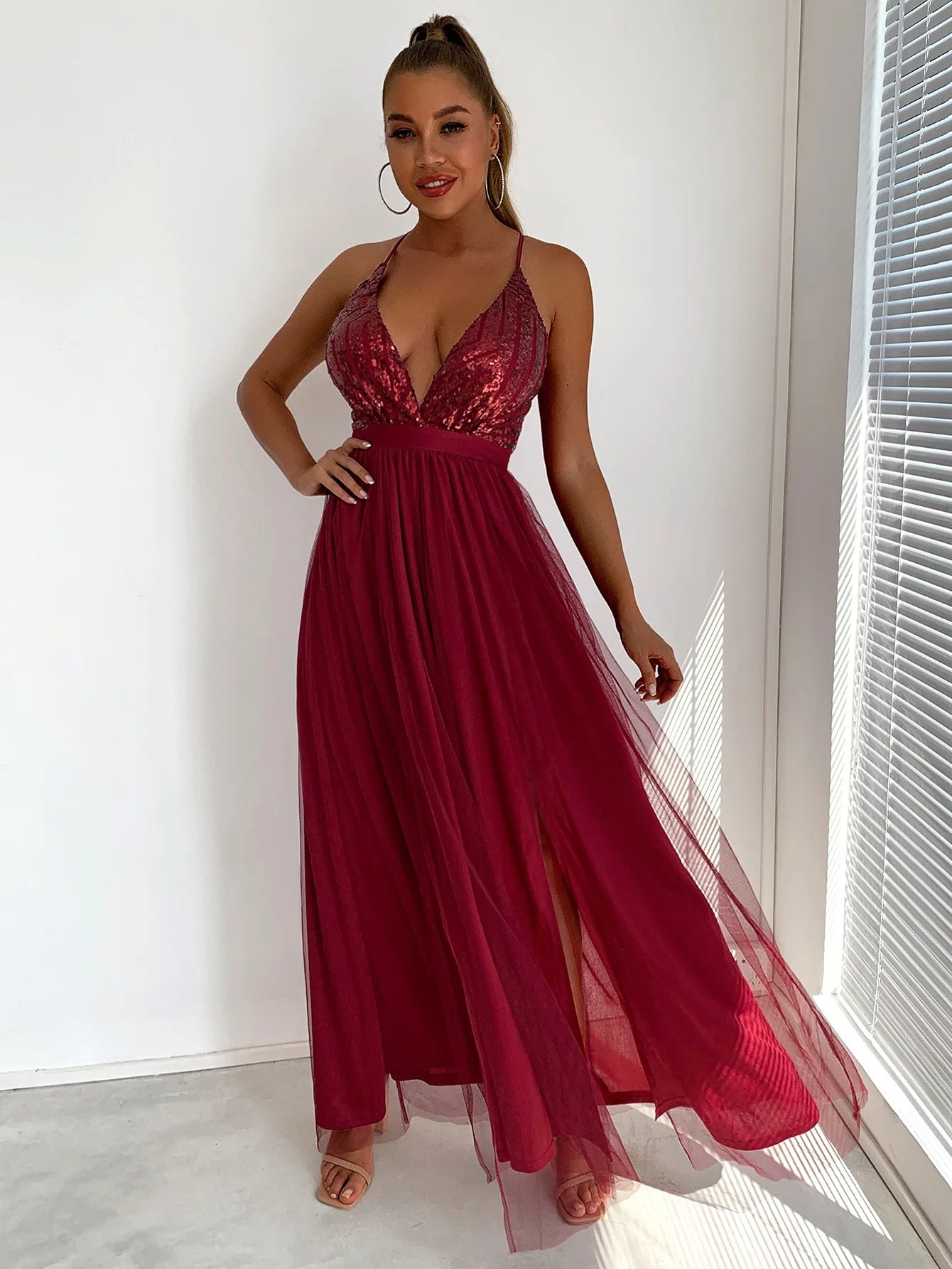 2023 Sequin Detail High Split Cami Dress Party Dresses For Weddings Cocktail Prom Evening Dresses Elegant Long Evening Dress