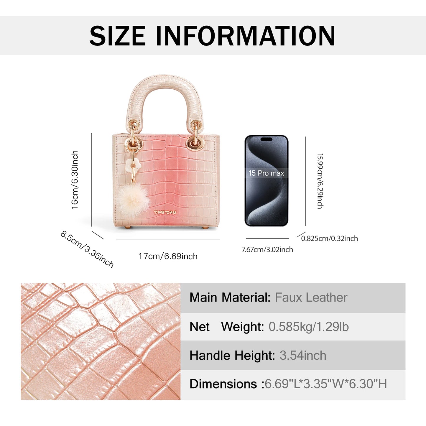 TOUTOU Women Handbag Fashion Fabric Makeup Cosmetics Storage Bag with Cute Pendent Pink Handheld Tote Small Bag Female