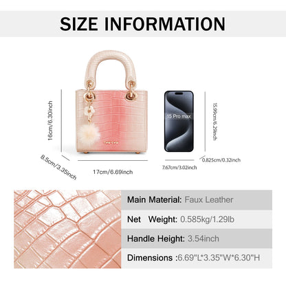 TOUTOU Women Handbag Fashion Fabric Makeup Cosmetics Storage Bag with Cute Pendent Pink Handheld Tote Small Bag Female