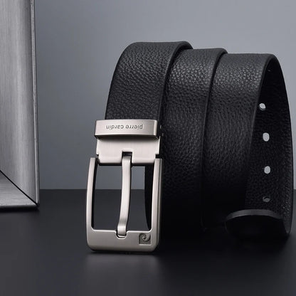 Pierre Cardin Men's Commerce Fashion Genuine Leather Belts Needle buckle waistband for Men Black Belt