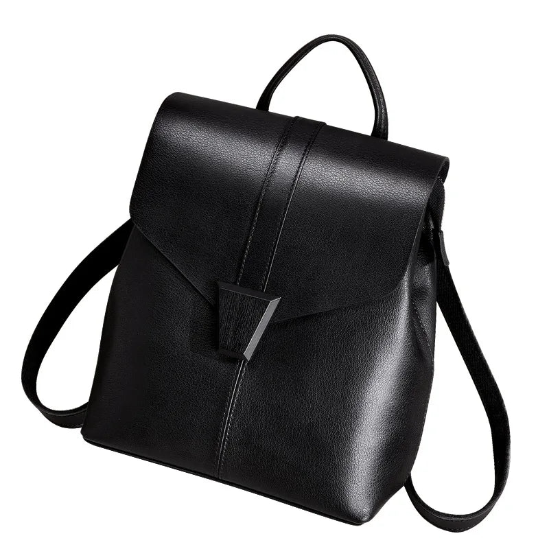 Vertical Square Leather Backpack Women 2022 New Fashion Versatile Backpack High-quality Cowhide Women's School Bag Casual Bag