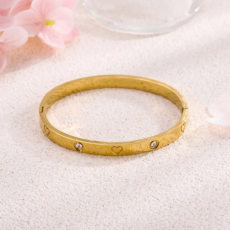 Pulsera de acero inoxidable resistente al agua con forma de trébol, corazón, luna y estrella, 10 unidades, para mujer, joyería de titanio dorado antioxidante