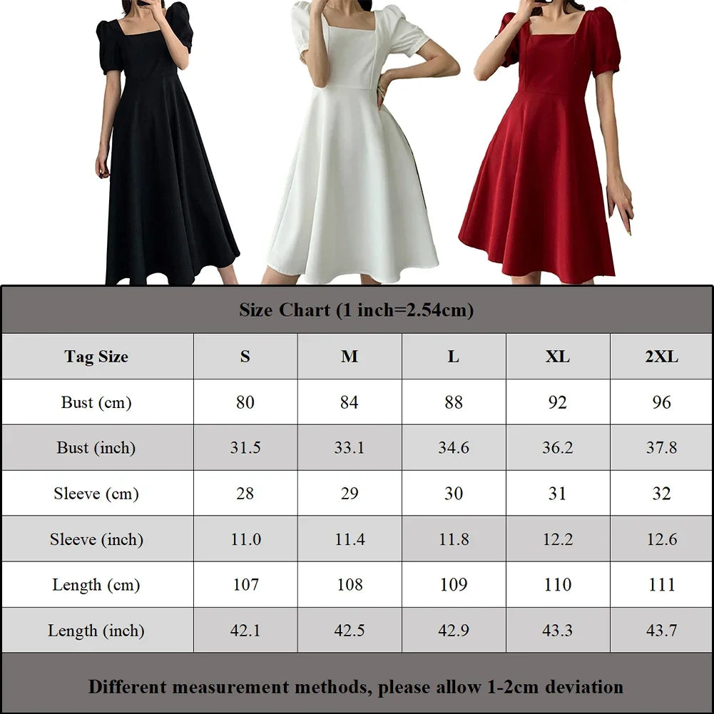 2024 Red Puff Sleeve Square Collar Party Wedding Vestidos Summer Black Elegant Bodycon Midi Dress Women Casual Bow Evening Dress