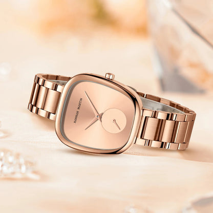 Montre-bracelet à quartz pour femme 2023, 34 mm, tonneau de vin, or rose, noir, chronomètre, style minimaliste, montres ovales pour femmes