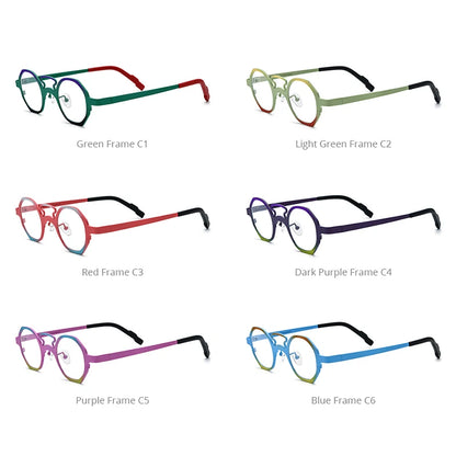 FONEX Pure Titanium Eyeglasses Frame Women 2024 New Men Colorful Trendy Polygon Glasses Fashion Eyewear Okulary F85830