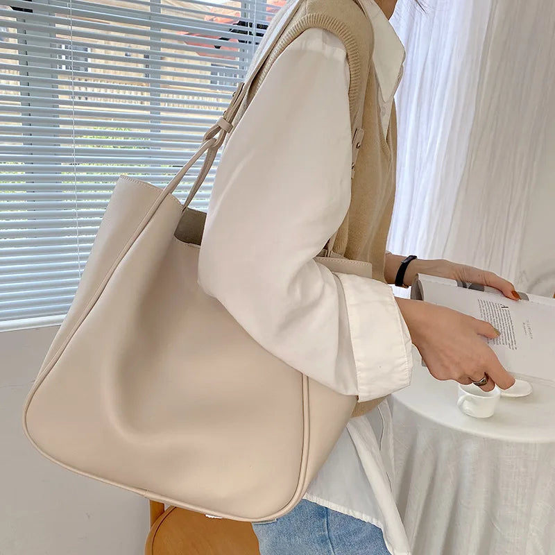 CGCBAG Luxury Tote Bag Woman 2024 Trend Large Capacity Female Shoulder Bag High Quality PU Leather Simple Designer Woman Handbag