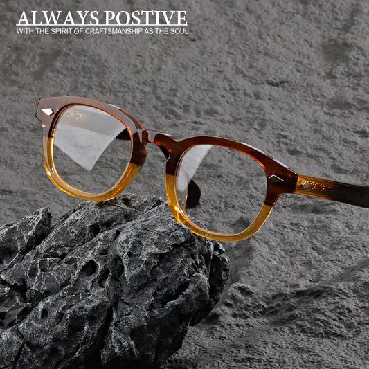 Gafas graduadas de acetato redondas retro exquisitas con diseño de moda de alta calidad para hombres y mujeres, gafas ópticas vintage para miopía