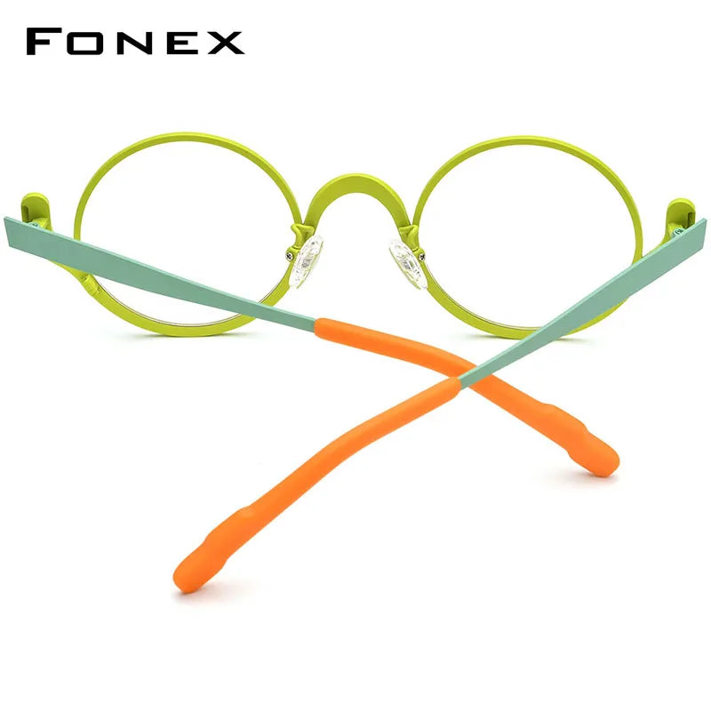 Montura de gafas de titanio puro FONEX para mujer 2024, nuevas gafas redondas coloridas retro para hombre, gafas F85798