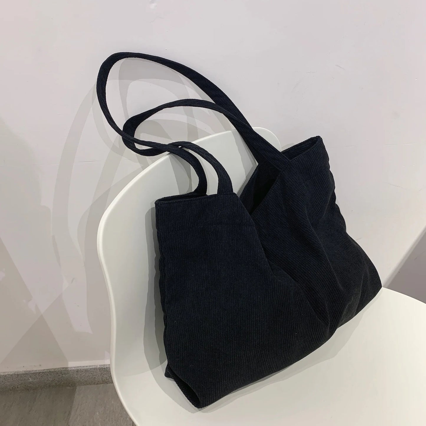 Sac en velours côtelé pour femme, sac à main de magasinage, sac fourre-tout en toile réutilisable, sac d'école, cadeau de Noël pour fille