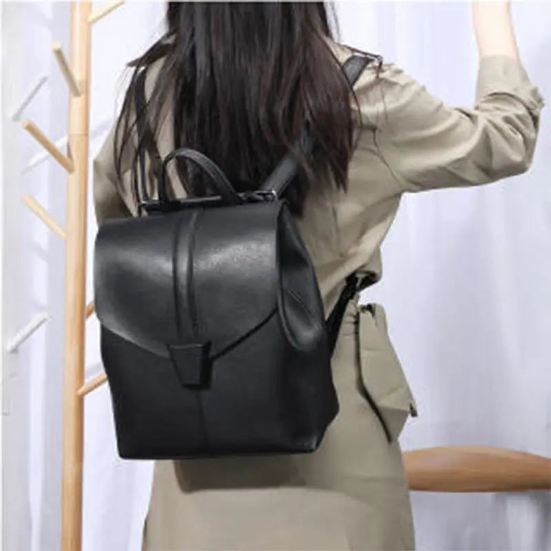 Mochila de cuero cuadrada vertical para mujer 2022, nueva mochila versátil de moda, bolso escolar de piel de vaca de alta calidad para mujer, bolso informal