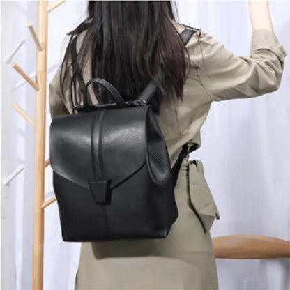 Vertical Square Leather Backpack Women 2022 New Fashion Versatile Backpack High-quality Cowhide Women's School Bag Casual Bag