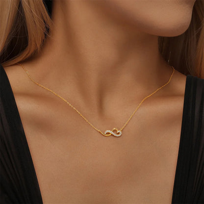 Collar con colgante de circonita con incrustaciones de infinito y corazón de plata esterlina 925 de Aide para mujer, cadena de oro de 18 quilates, joyería para el día de San Valentín para madres