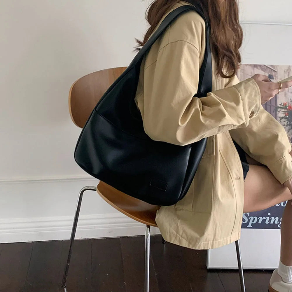 Sac fourre-tout grande capacité pour femme, sac à bandoulière en cuir PU, sac de transport polyvalent, sac à aisselles, sac hobo, sac souple sous les bras