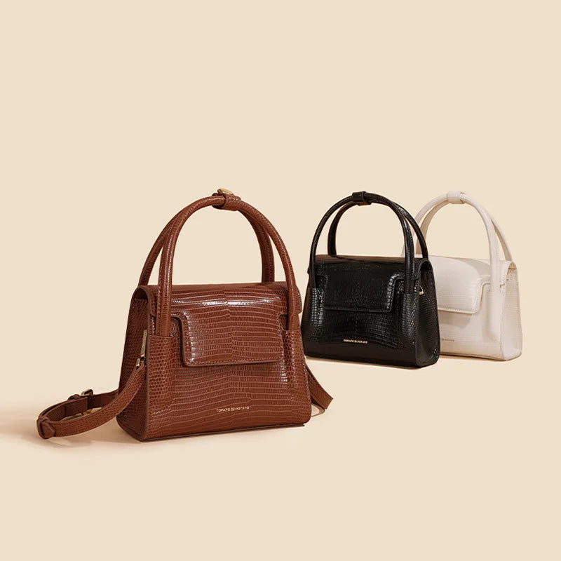 2023 nouveau sac en cuir pour femme imprimé lézard sac à main à bandoulière simple design de niche petit sac carré sac à bandoulière