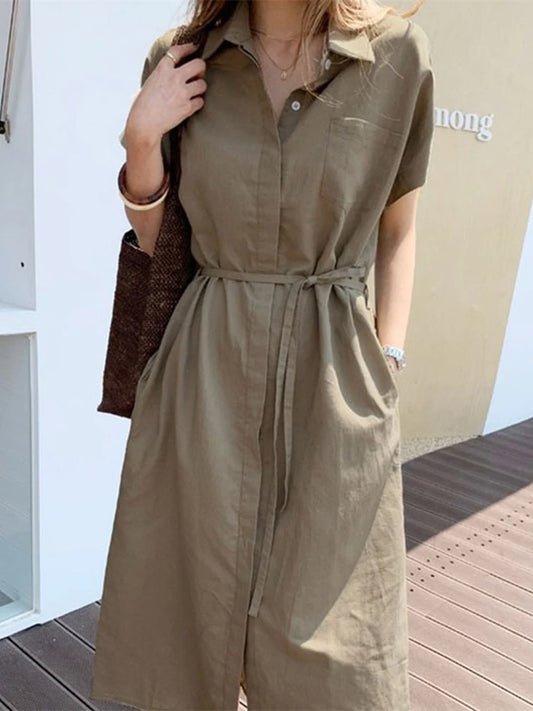 Vestido camisero de verano para mujer, vestido largo de noche para mujer, vestido vintage maxi para fiesta, vestido playero de gran tamaño para mujer, vestido informal elegante para baile de graduación verde