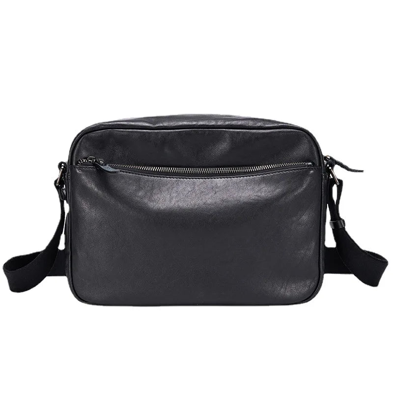 Bolso bandolera de cuero para hombre, de un solo hombro, con lazo en la parte superior, de piel de vaca, para ocio, negocios, viajes, bolso cuadrado pequeño de gran capacidad