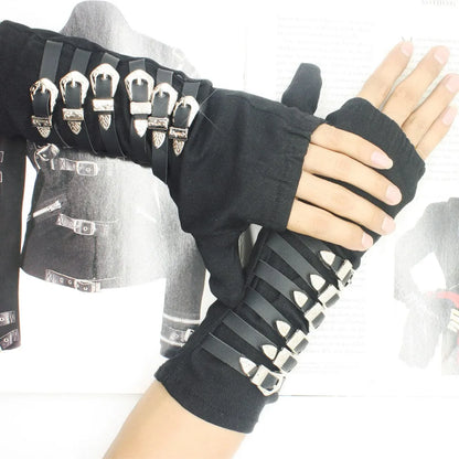 Gants Punk Rock Roall faits à la main Michael Tour Dirty Diana Armbraces Boucle en métal Coton noir pour adultes