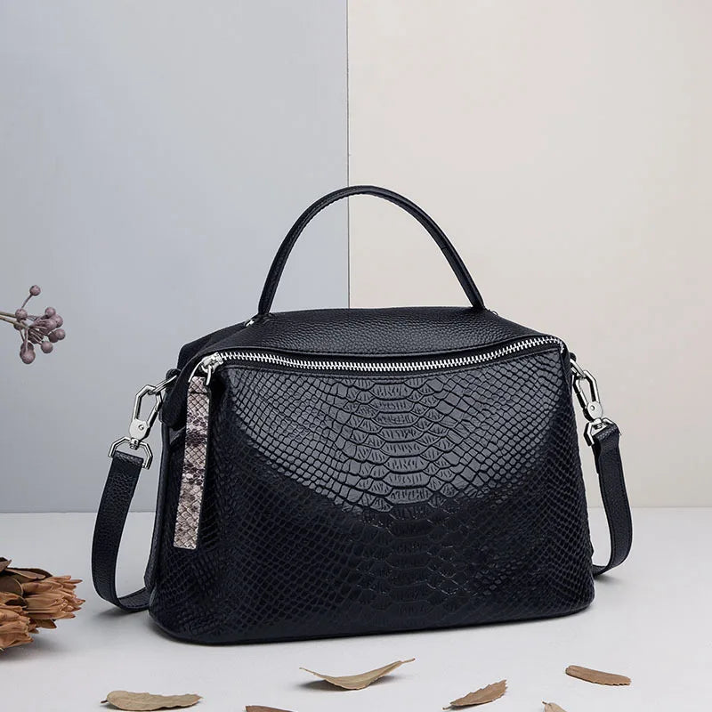 Top Layer Cowhide 2024 Fashion Lychee Pattern Single Bags Crossbody Small Square Quality Texture Fashionable Shoulder Bag