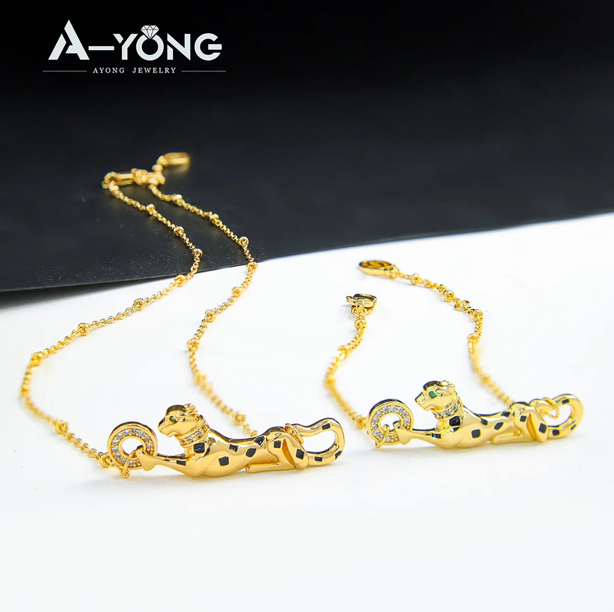 Conjunto de collar dorado punk con diseño de leopardo de AYONG, chapado en oro de 21 quilates, joyería vintage de lujo de Dubái, Oriente Medio, accesorios para bodas árabes