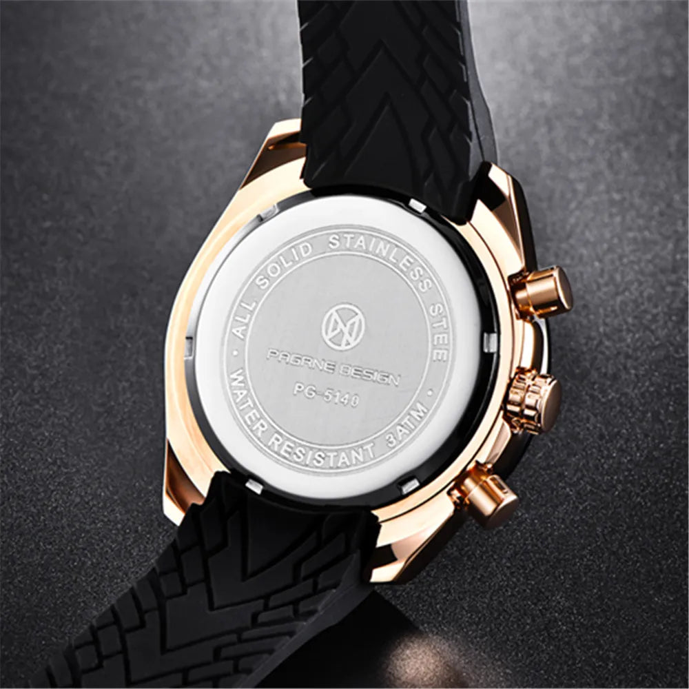 PAGANI DESIGN （Pagrne） New Men Quartz Watch Rubber Belt Men's Luxury Watch Fashion Casual Sports Male Clock Relogio Maasculino