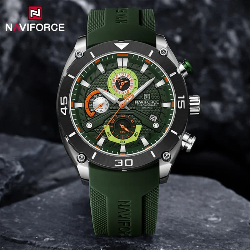 NAVIFORCE Montre pour Homme Sport Montre-Bracelet À Quartz Étanche Chronographe Horloge Militaire Avec Lumineux Reloj Hombre Homme Cadeau 2024