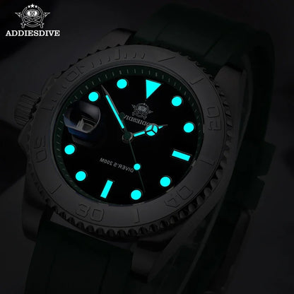 ADDIESDIVE AD2040 Men's Watch 41mm Fashion Diver Quartz Watch 200m Diving Rubber Silicone Super Luminous Wristwatch Reloj Hombre