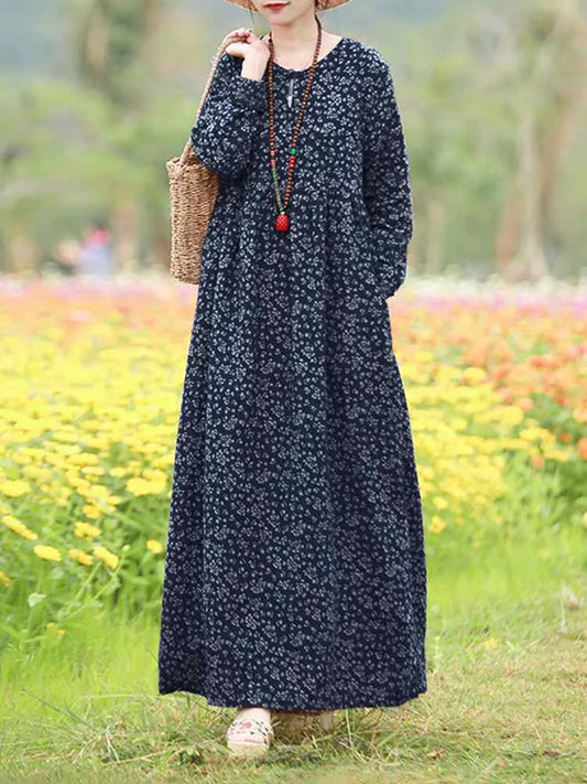 Vintage Women's Printed Dress 2023 ZANZEA Spring Sundress Casual Long Sleeve Maxi Vestidos Female Floral Hollow Robe Oversized