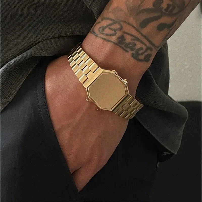 Pulsera de reloj atemporal con diseño de nicho, cadena de estilo coreano, accesorios de moda retro con personalidad de hip hop para hombre