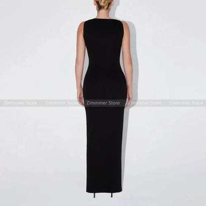 Robe longue asymétrique à épaules dénudées et à volants pour femme Design Sense Black Slim Slim Package Hip