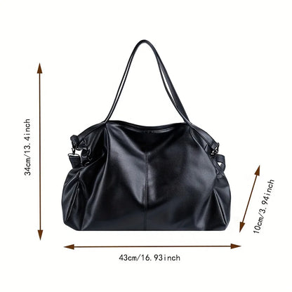 Big Black Shoulder Bags For Women Large Hobo Shopper Bag Solid Color Quality Soft Leather Crossbody Handbag Lady Travel Tote Bag