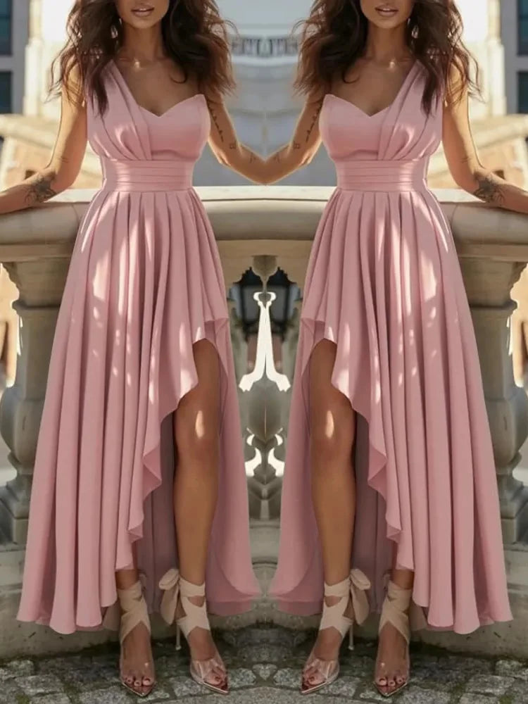 Vestido elegante de lujo para mujer, color rosa, para cóctel, noche, gala, graduación, ocasión formal, dama de honor