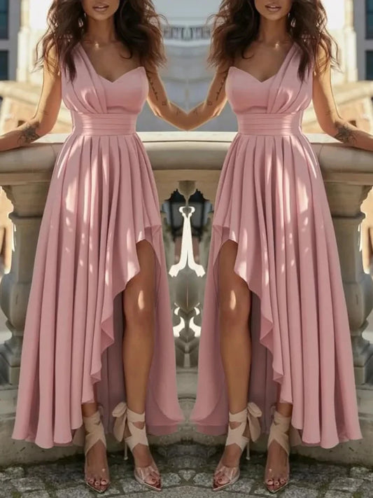 Vestido elegante de lujo para mujer, color rosa, para cóctel, noche, gala, graduación, ocasión formal, dama de honor