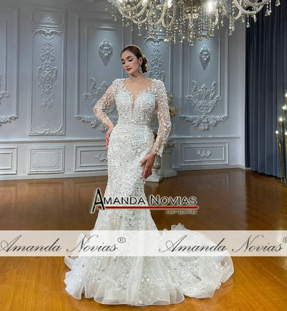 Vestido de novia de lujo con encaje 2 en 1 de Amanda Novias NS4755