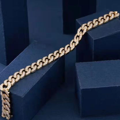 Bracelet manchette en or véritable 18 carats avec diamant naturel de 4,3 carats pour femme et homme, cadeau de fête tendance, bijoux en or K