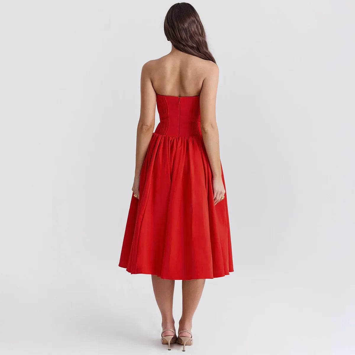 Oligai Vestido ajustado sin tirantes de verano 2024 Nuevas llegadas Vestidos de fiesta sexys de algodón rojo Ropa de moda femenina