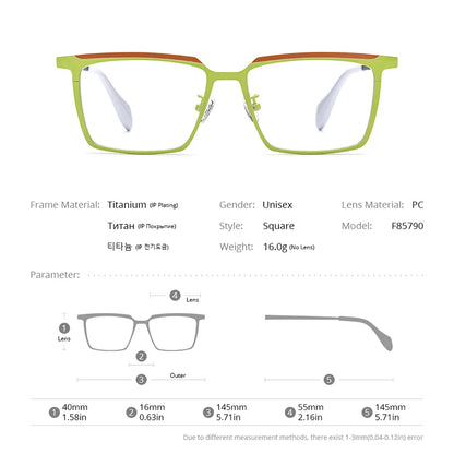 FONEX Pure Titanium Eyeglasses Frame Men 2023 New Colorful Retro Square Glasses Women Eyewear F85790