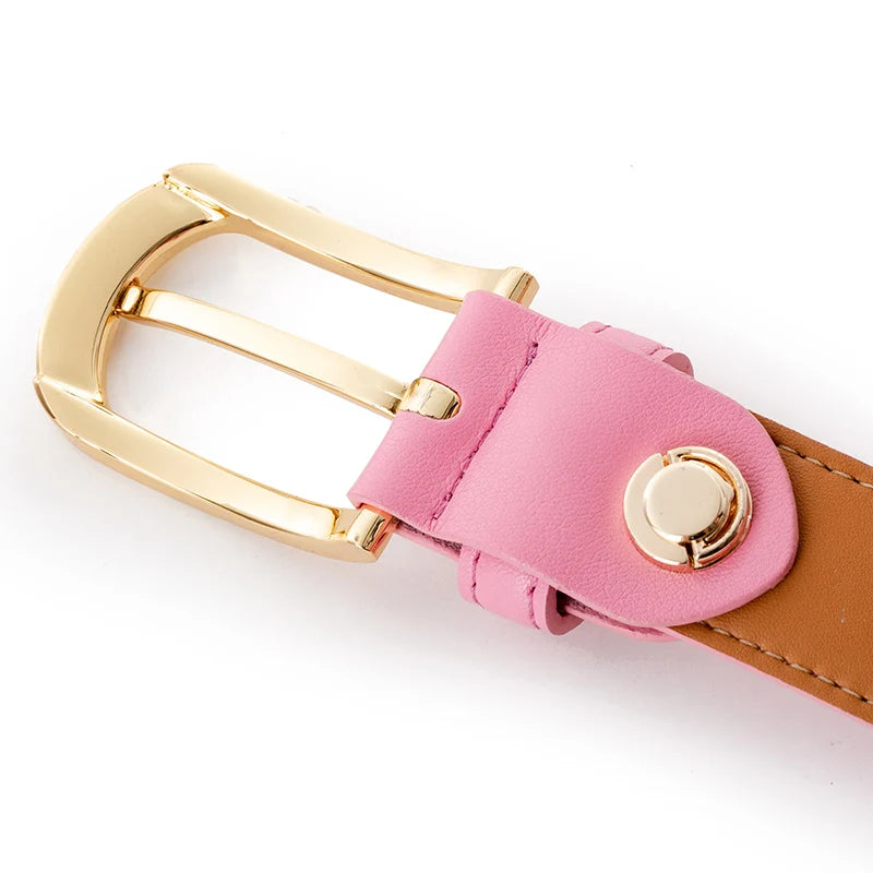 Pierre Cardin Women's  Fashion Genuine Leather Belts Needle buckle waistband for Women Pink Belt