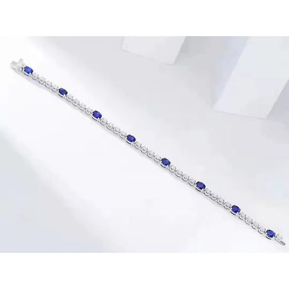 Bracelets en or 18 carats avec saphir 3,6 carats et diamant naturel 1,2 carats pour femmes, cadeau de mariage, bijoux fins en or K