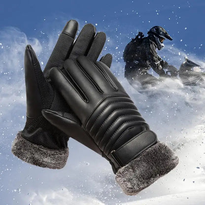 10/5/3/1pcs Leather Gloves Men's Autumn And Winter Plus Velvet Warm Touch Screen Outdoor Sports Riding Windproof Anti-cold Plus