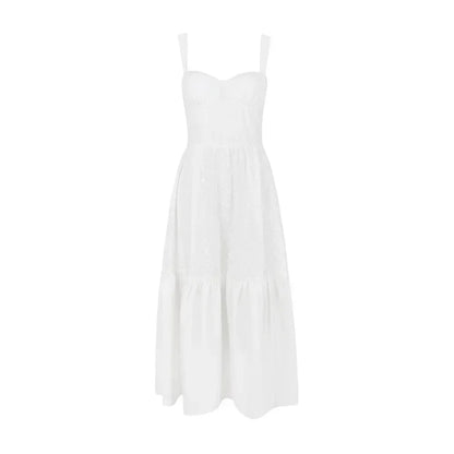 Robe d'été pour femme Mingmingxi 2024 Robe longue décontractée en mélange de lin et de coton Robe de soirée élégante blanche en gros