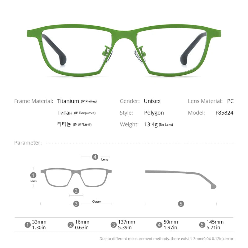 FONEX Lunettes de vue en titane pour hommes et femmes, nouvelle monture polygonale rétro 2024, lunettes de couleur tendance F85824