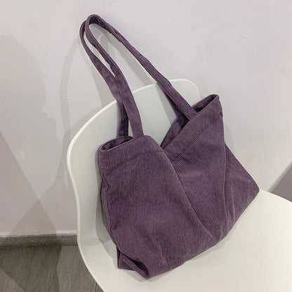 Corduroy Bag for Women 2023 Shoulder Bags Shopper Girls Handbags Zipper Eco Environmental Storage Large Capacity Winter Tote Bag