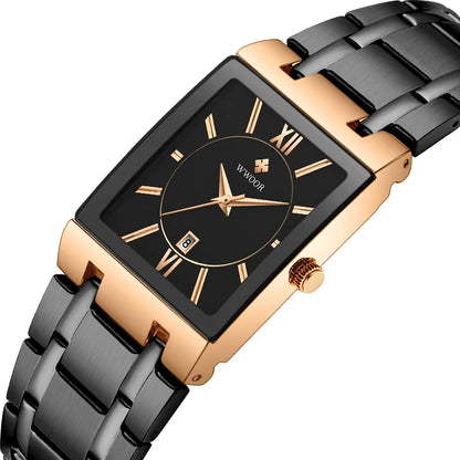 WWOOR 2024 Relojes de moda para hombre, reloj de pulsera de lujo de primera marca, reloj de cuarzo cuadrado resistente al agua con diseño de Ginebra, reloj masculino