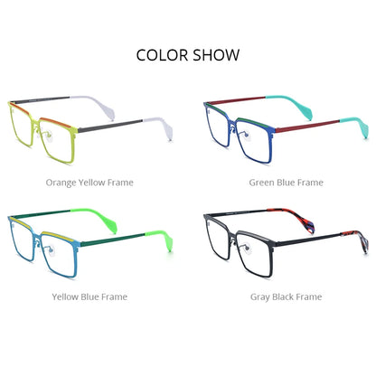 FONEX Monture de lunettes en titane pur pour hommes 2023 Nouvelles lunettes carrées rétro colorées pour femmes F85790