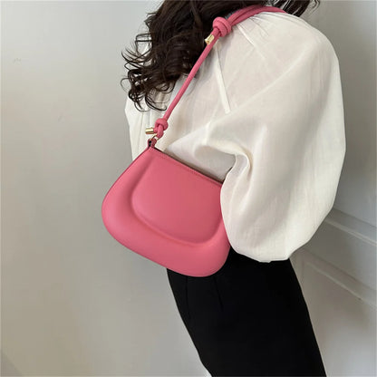 Sac à bandoulière en cuir PU souple pour femme, sac à main rétro violet de couleur unie, design tendance, petit sac à bandoulière pour fille