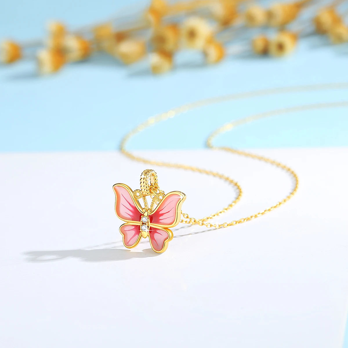 Luxury Butterfly Necklace 18k Gold Real 100% With Certificate Moissanite Pendant Original AU750 K Gold Jewelry Gifts For Women