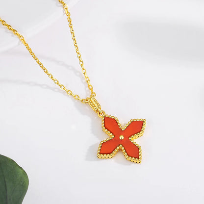 100% Real 18k Gold Cross Pendant AU750 Red Agate Necklace With Certificate Women Jewelry Waterproof K Gold Wedding Gift 2024 New