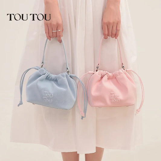 TOUTOU Women Handbag Sweet Food Series Folded Cloud Bag 2024 New Summer Drawstring Single Shoulder Crossbody Burnout Bag